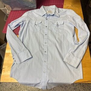 HBARC Mr. Tall California Ranchwear
 Light Blue western pearl snap Shirt